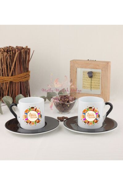 Öğretmenler Günü Hediyesi Canım Öğretmenim  İkili Siyahlı Türk Kahvesi Fincanı