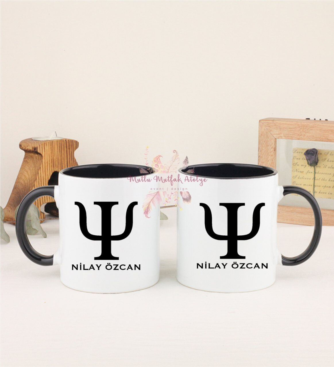 Kişiye Özel Psikolog İkili Siyah Kupa Bardak