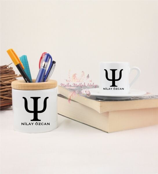 Kişiye Özel Psikolog Kalemlik ve Türk Kahvesi Fincanı