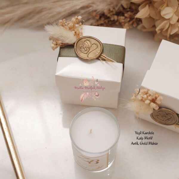 Hediyelik Mühürlü Çiçekli Kutulu Mum