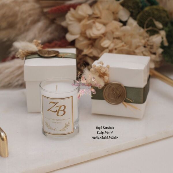 Hediyelik Mühürlü Çiçekli Kutulu Mum