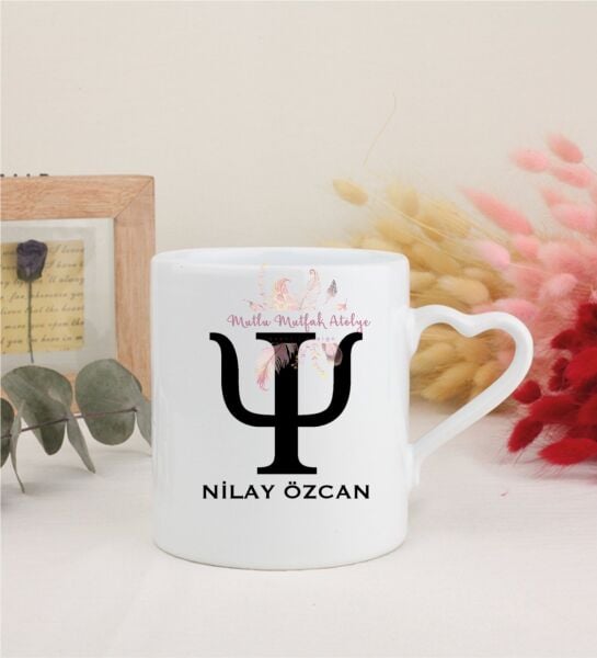 Kişiye Özel Psikolog Beyaz Kalpli Kupa Bardak