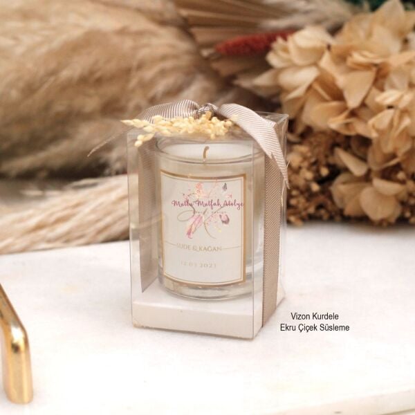 Hediyelik Çiçekli Kutulu Yükseltili Mum