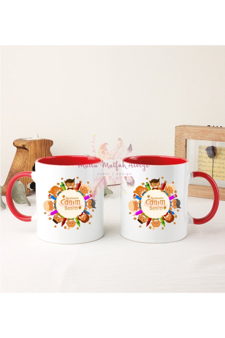Öğretmenler Günü Hediyesi Canım Öğretmenim  İkili Kırmızı Kupa Bardak