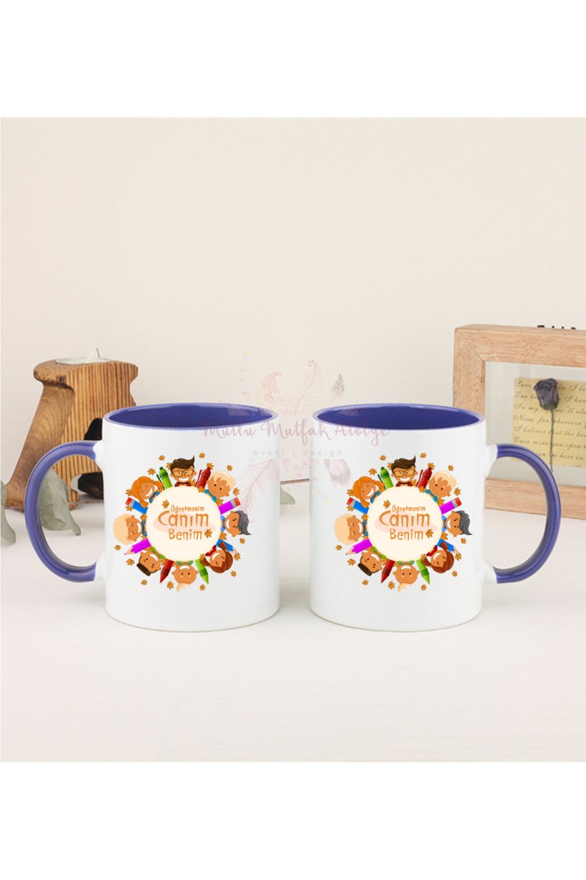 Öğretmenler Günü Hediyesi Canım Öğretmenim  İkili Lacivert Kupa Bardak
