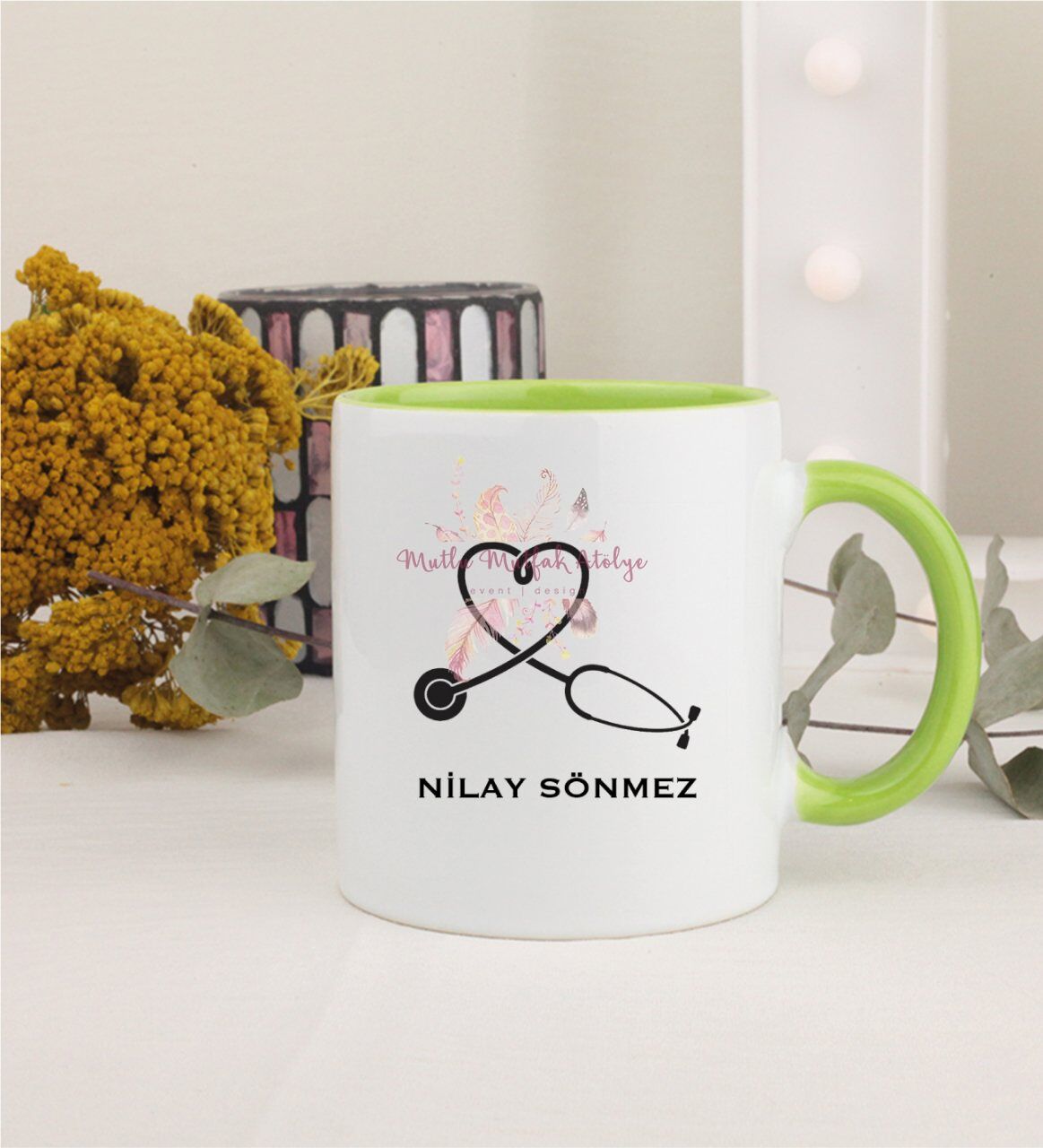 Kişiye Özel Hemşire Yeşil Kupa Bardak