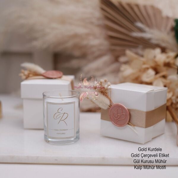 Hediyelik Mühürlü Çiçekli Kutulu Mum
