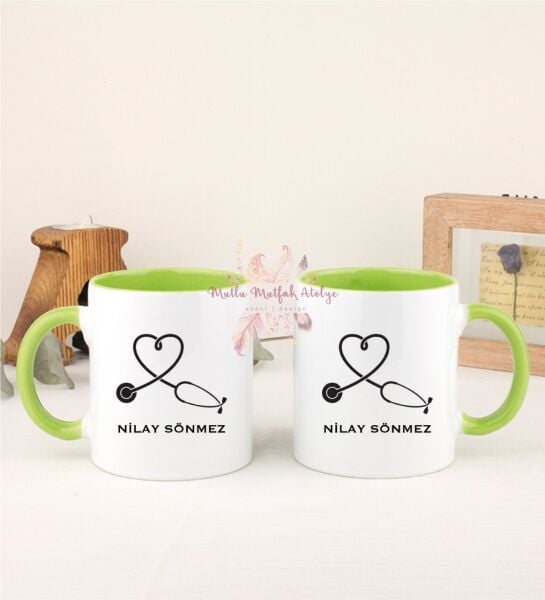 Kişiye Özel Hemşire İkili Yeşil Kupa Bardak