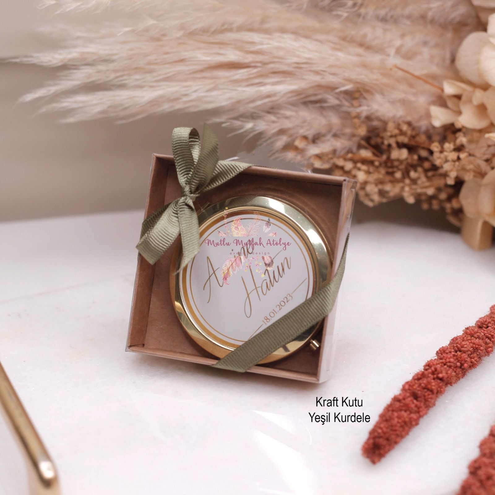 Hediyelik Kutulu Kapaklı Gold Ayna