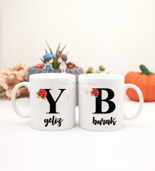 2'li Kişiye Özel Kupa Bardak Y Harfi