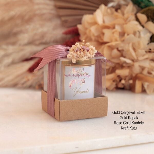 Hediyelik Kapaklı Çiçekli Kutulu Mum