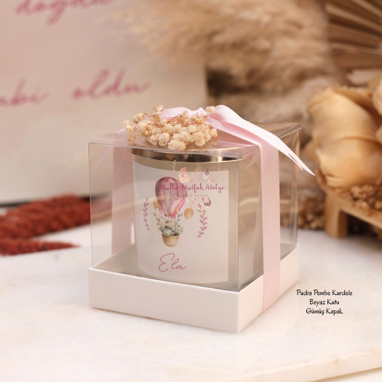 Büyük Boy Çiçekli Kokulu Hediyelik Mum