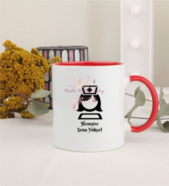Kişiye Özel Hemşire Kırmızı Kupa Bardak