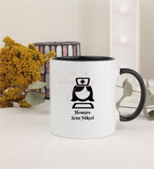 Kişiye Özel Hemşire Siyah Kupa Bardak