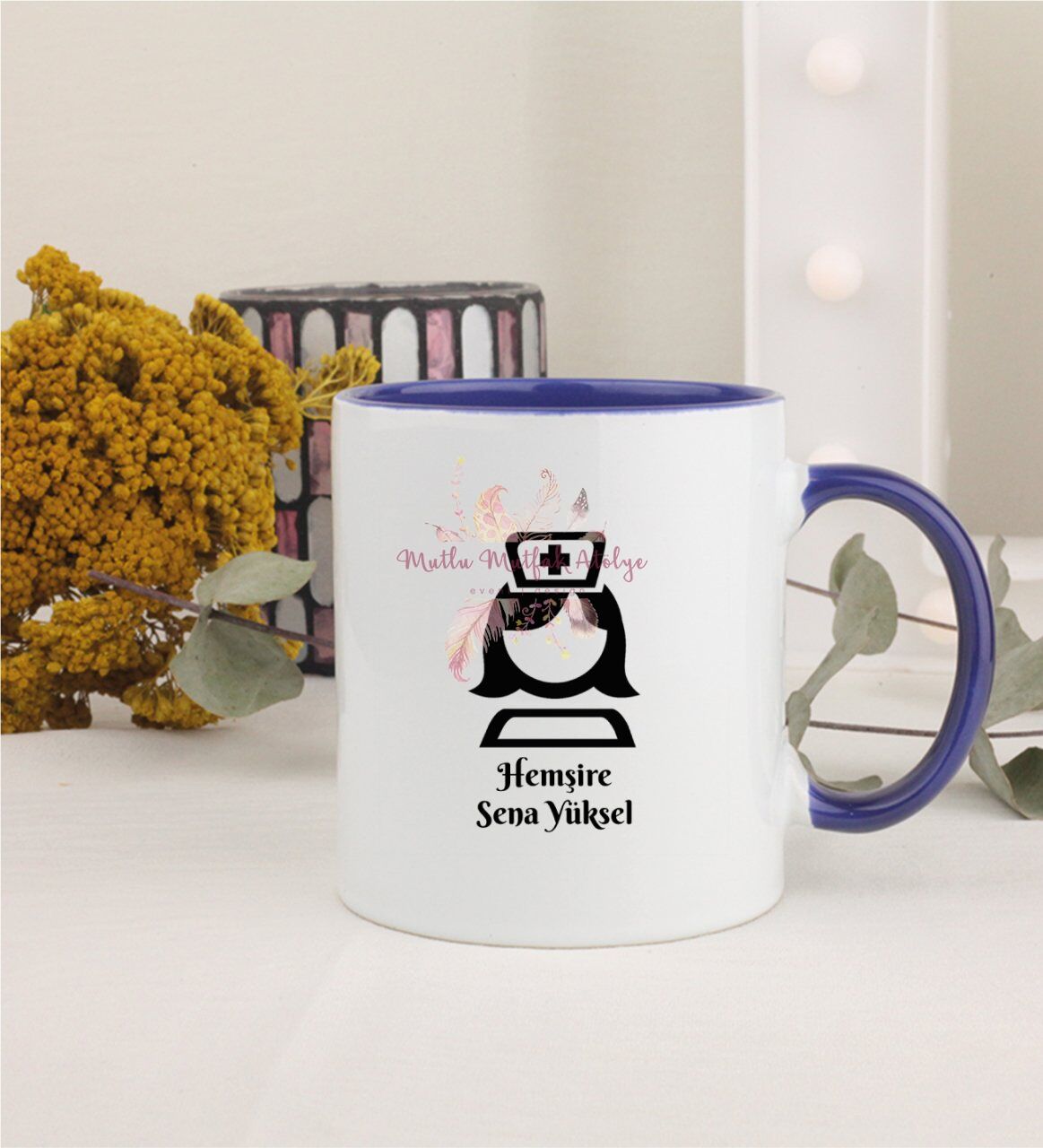 Kişiye Özel Hemşire Lacivert Kupa Bardak