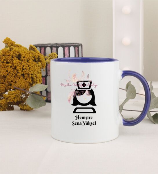 Kişiye Özel Hemşire Lacivert Kupa Bardak