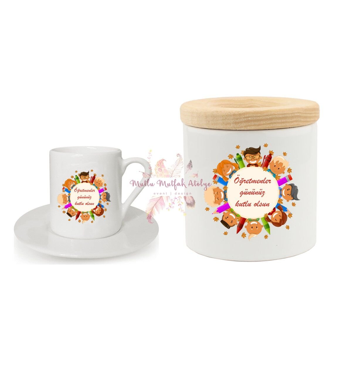 Öğretmenler Günü Hediyesi  Kalemlik ve Türk Kahvesi Fincanı
