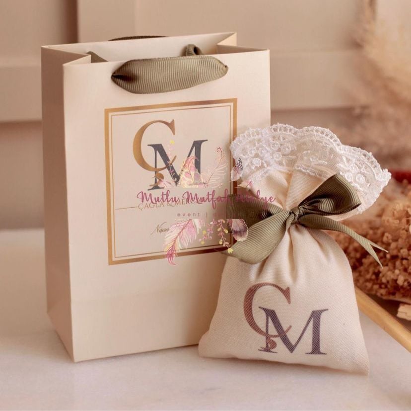 Hediyelik Lavanta Kesesi ve Baskılı Karton Çanta Seti