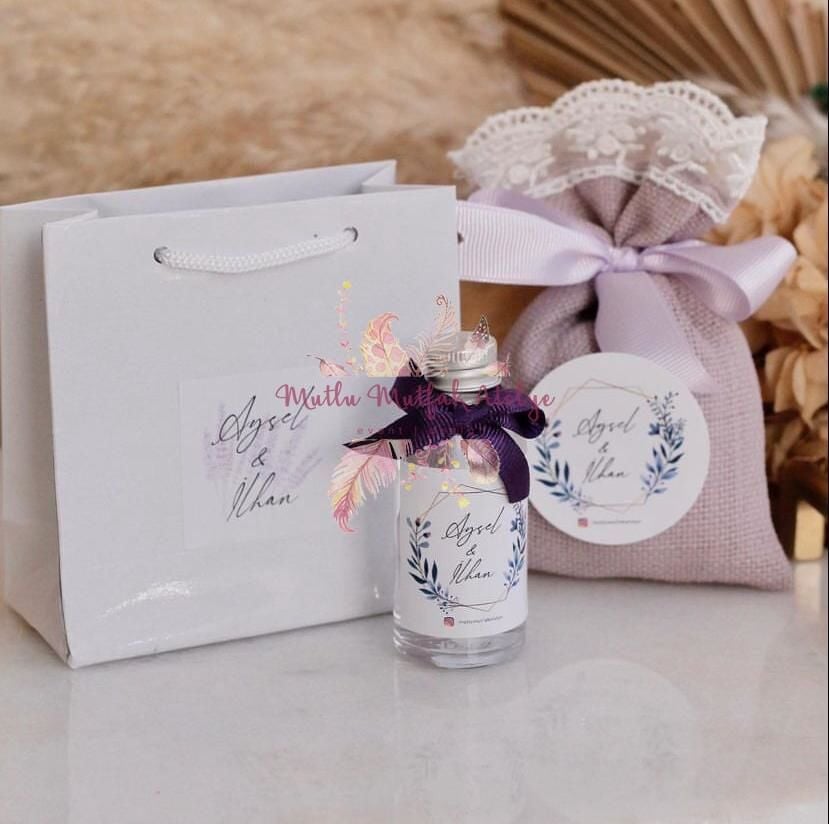 Hediyelik Lavanta Kesesi Kolonya Ve Karton Çanta Seti