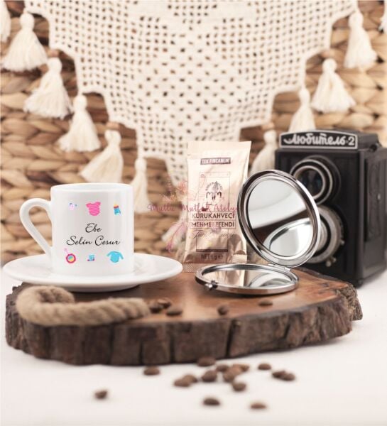 Kişiye Özel Ebe Aynalı Kahve Fincanı