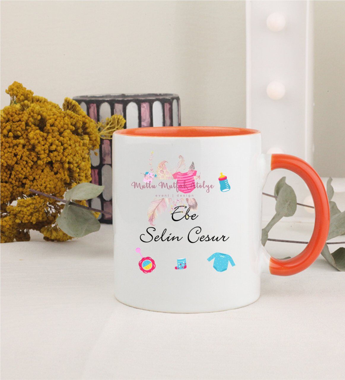 Kişiye Özel Ebe Turuncu Kupa Bardak