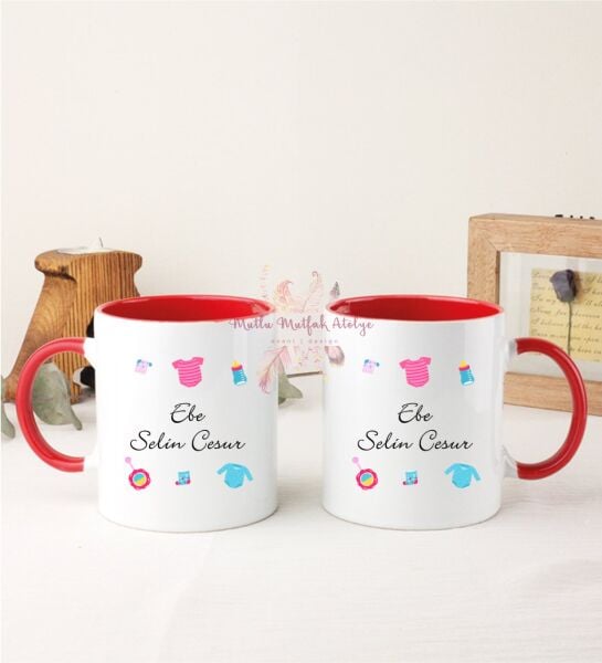 Kişiye Özel Ebe İkili Kırmızı Kupa Bardak