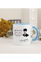 Öğretmenler Günü Hediyesi Atatürk  Mavi Kupa Bardak