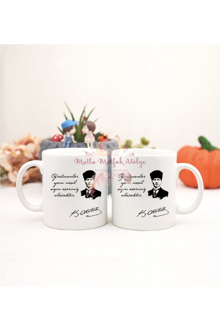 Öğretmenler Günü Hediyesi Atatürk  İkili Kupa Bardak