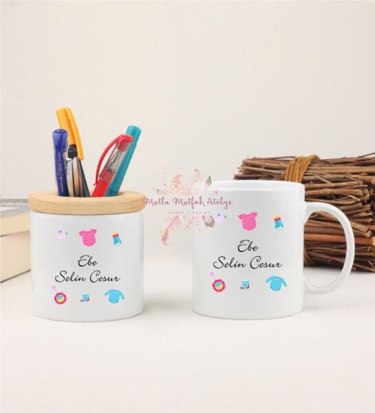 Kişiye Özel Ebe Kalemlik ve Kupa Bardak