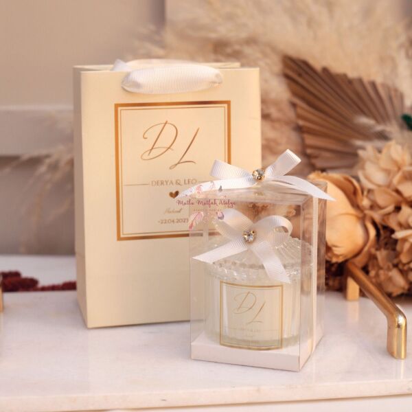 Büyük Kutulu Mum Ve Baskılı Karton Çanta Seti