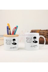 Öğretmenler Günü Hediyesi Atatürk  Kalemlik ve Kupa Bardak