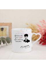 Öğretmenler Günü Hediyesi Atatürk  Beyaz Kalpli Kupa Bardak