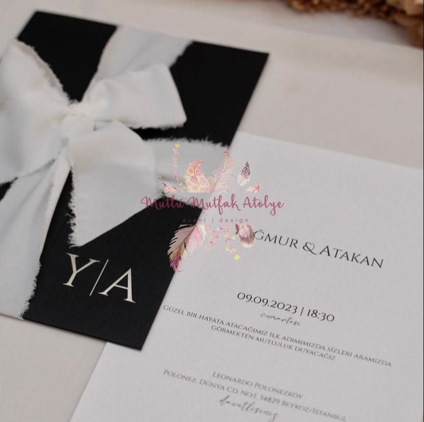 İpek Kurdeleli Davetiye (50 Ad)