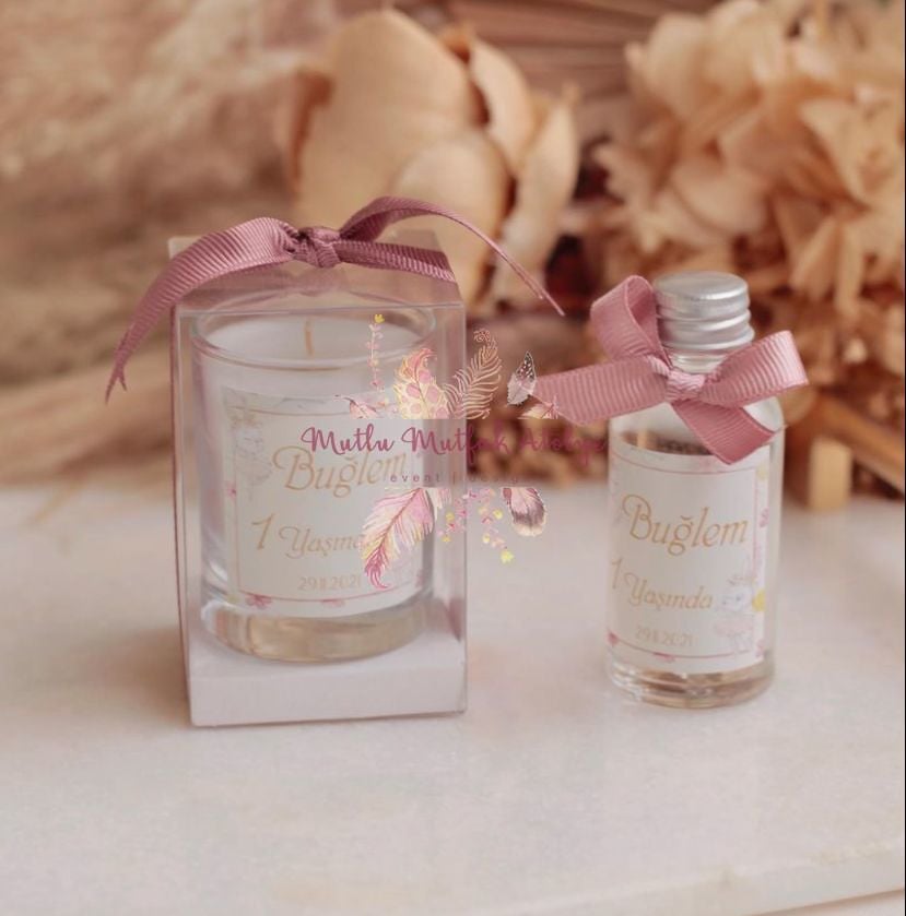 Hediyelik Yükseltili Kutulu Mum Ve Kolonya Seti