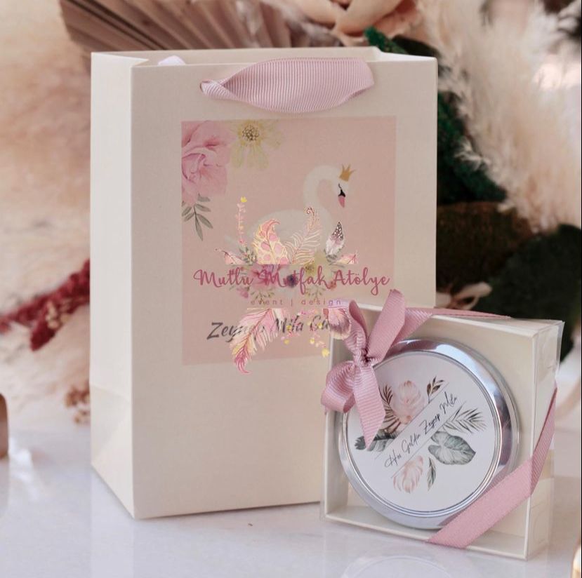 Hediyelik Ayna Ve Baskılı Karton Çanta Seti