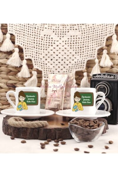 Öğretmenler Günü Hediyesi Bayan Öğretmen İkili Türk Kahvesi Fincanı