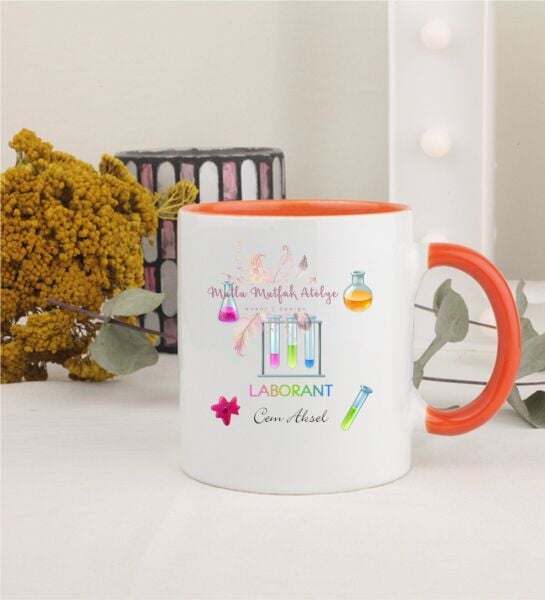 Kişiye Özel Laborant Turuncu Kupa Bardak