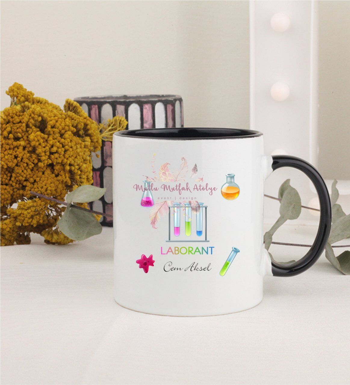 Kişiye Özel Laborant Siyah Kupa Bardak