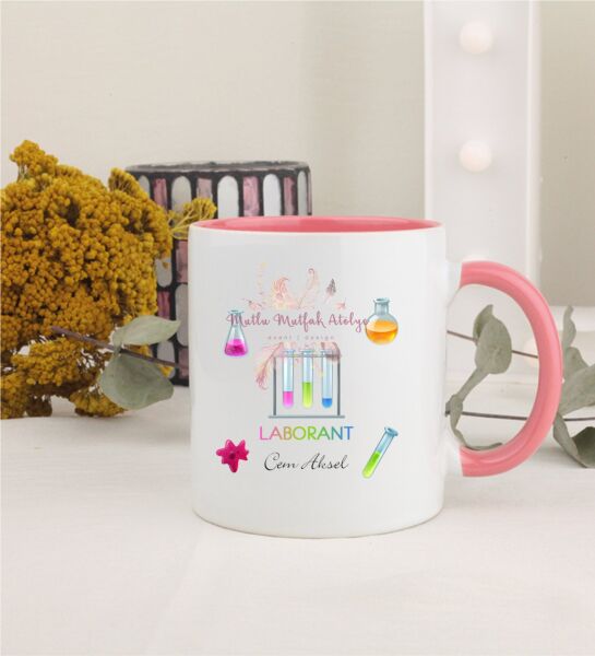 Kişiye Özel Laborant Pembe Kupa Bardak
