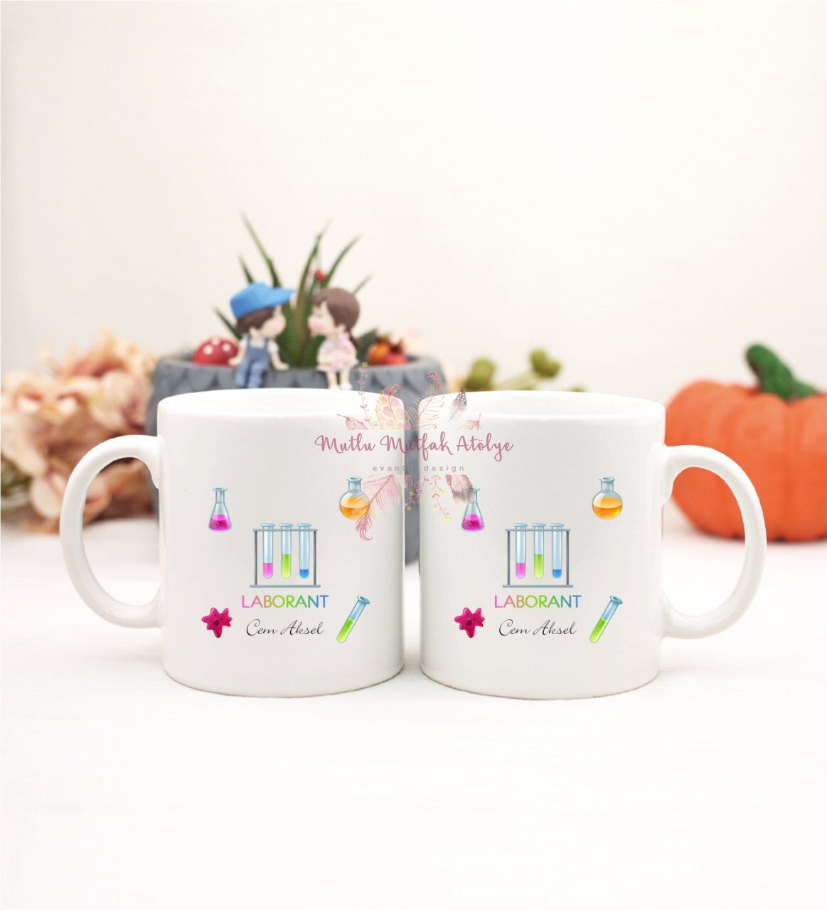 Kişiye Özel Laborant İkili Kupa Bardak