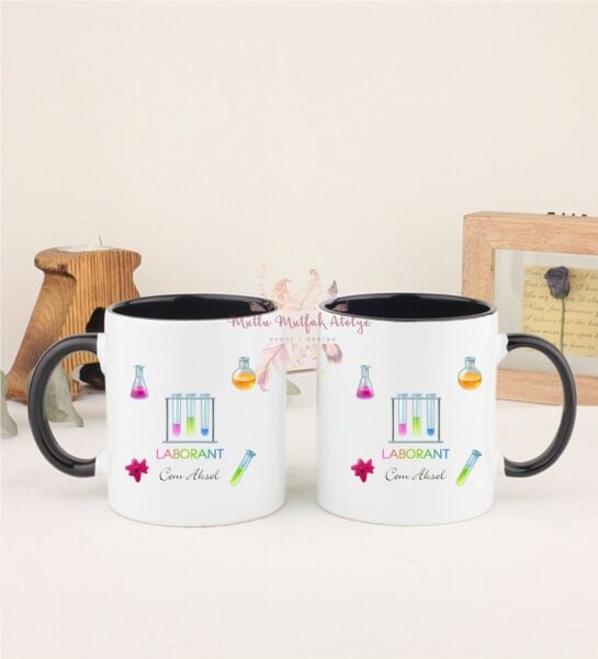 Kişiye Özel Laborant İkili Siyah Kupa Bardak