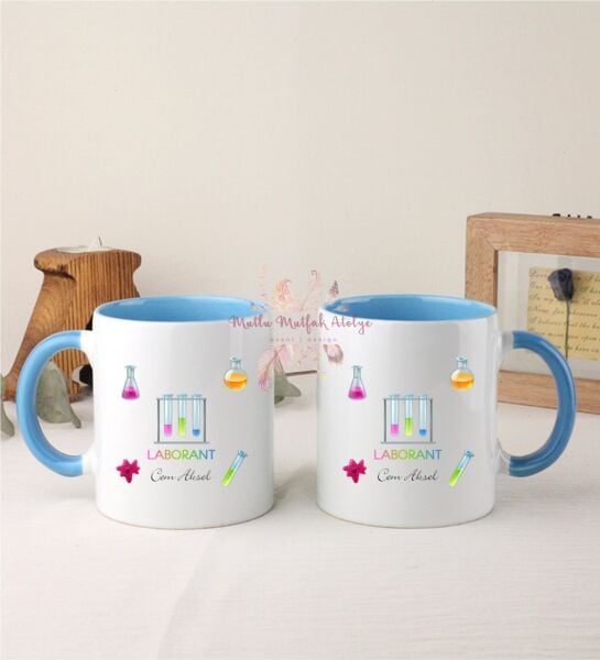 Kişiye Özel Laborant İkili Mavi Kupa Bardak