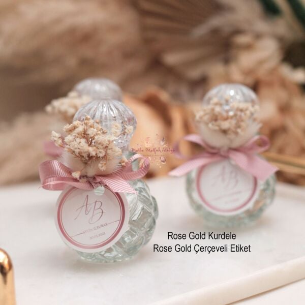 Yuvarlak Cam Şişe Çiçek Süslemeli Hediyelik Kolonya Eyüp Sabri Tuncer