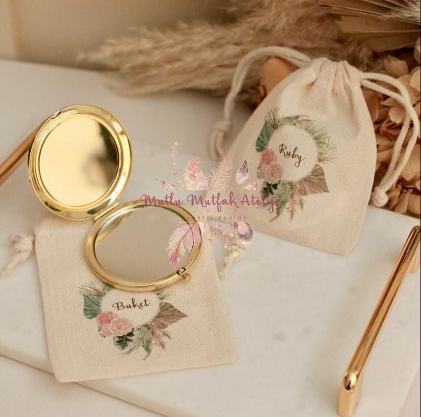 Hediyelik Kese Ve Gold Ayna Seti