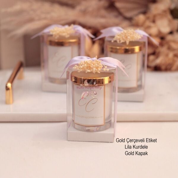 Hediyelik Çiçekli Kutulu Kapaklı Yükseltili Mum