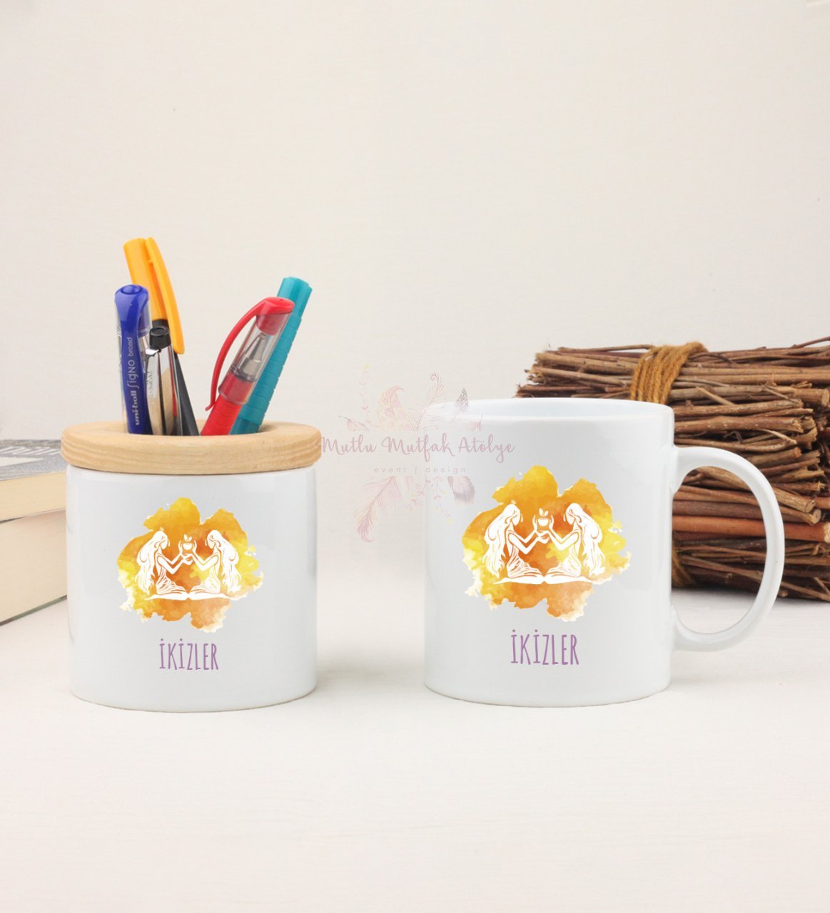 Kupa Bardak ve Kalemlik Seti İkizler Burcu