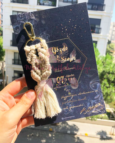 Kartlı Makrome Anahtarlık