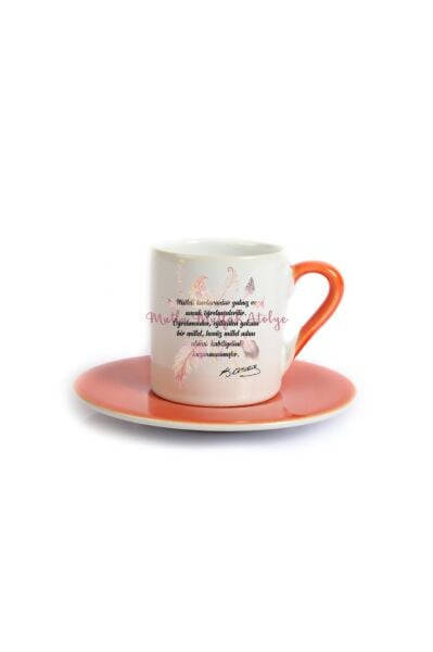 Öğretmenler Günü Hediyesi Atatürk  Turuncu Türk Kahvesi Fincanı