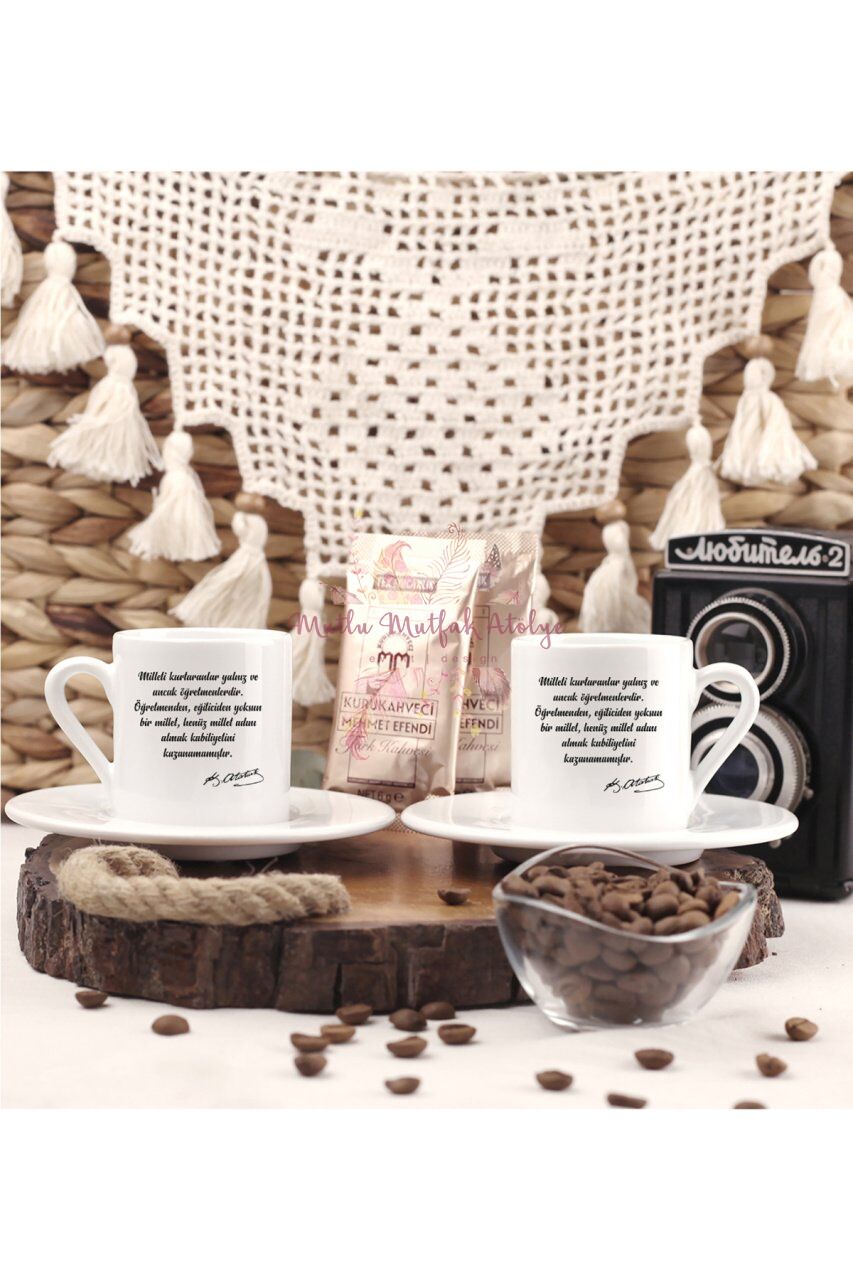 Öğretmenler Günü Hediyesi Atatürk  İkili Türk Kahvesi Fincanı