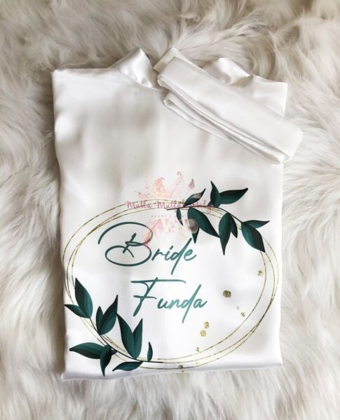 İsimli Baskılı Sabahlık Yeşil Çiçek Motifli